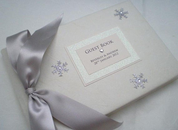 Snowflake Wedding Guest Book
 Winter Christmas Glitter Snowflake Wedding Guest Book