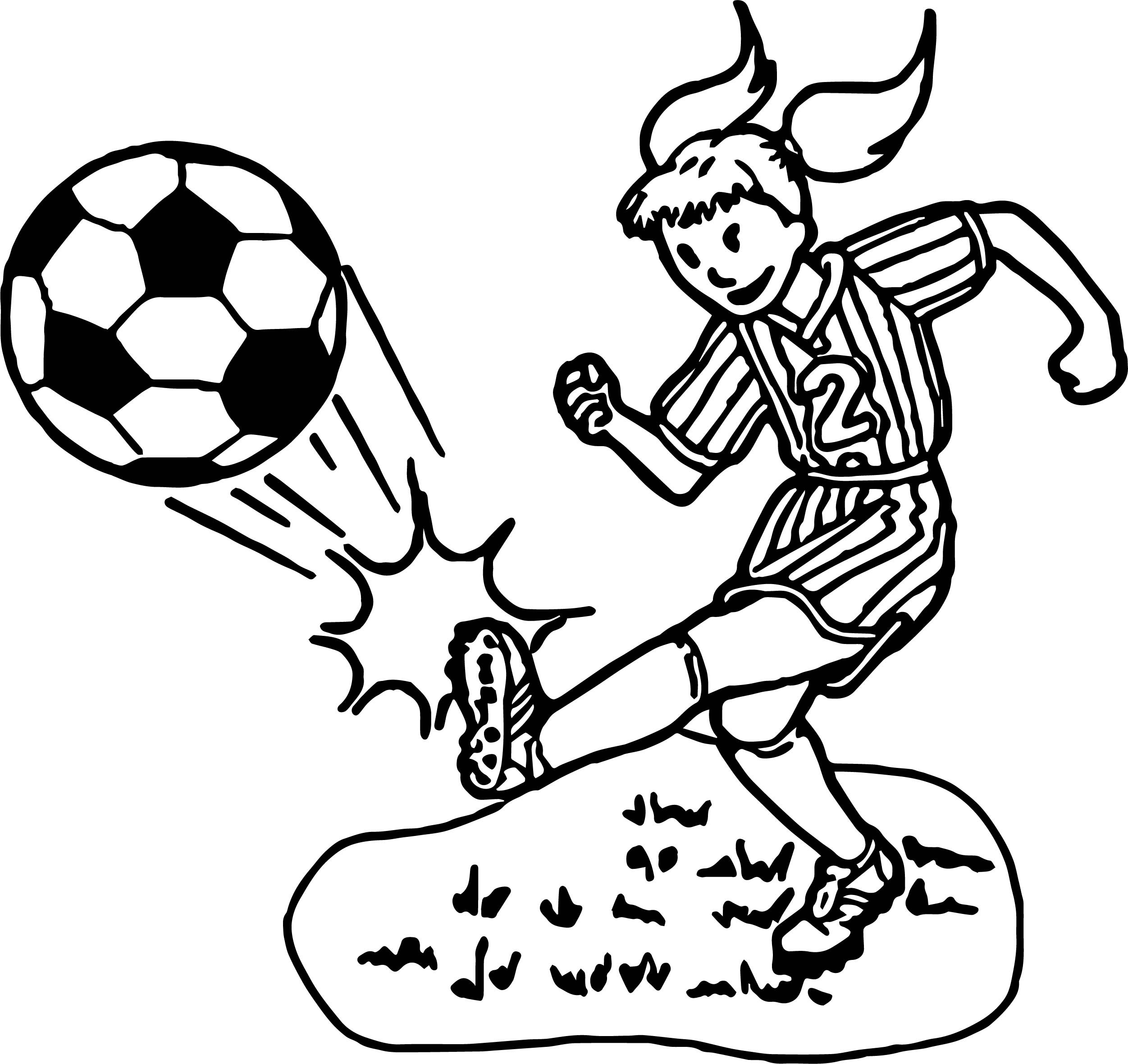 Soccer Girls Coloring Pages
 Kid Girl Playing Soccer Playing Football Coloring Page