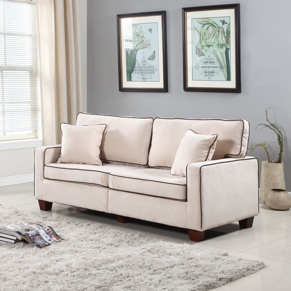 Sofa For Small Living Room
 Modern Two Tone Beige Velvet Fabric Living Room Love Seat