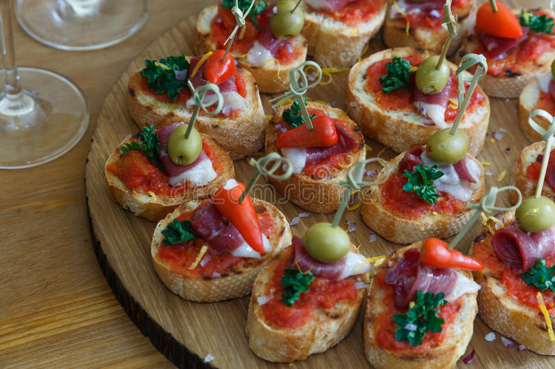 Spanish Food Ideas For A Party
 Pinchos Tapas Spanish Canapes Party Finger Food Stock