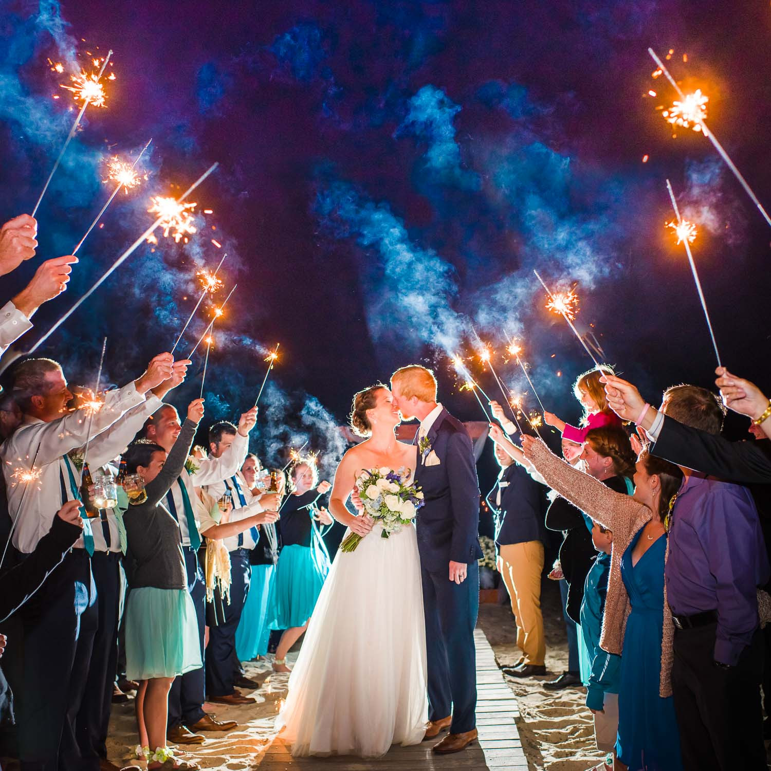 Sparklers For Wedding Exit
 Massachusetts Seaside wedding