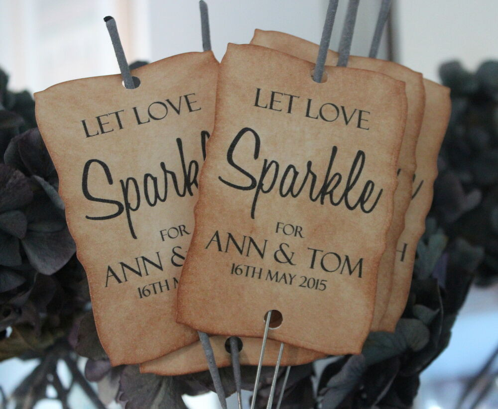 Sparklers Wedding Favours
 LET LOVE SPARKLE Personalised Sparkler Covers Favours