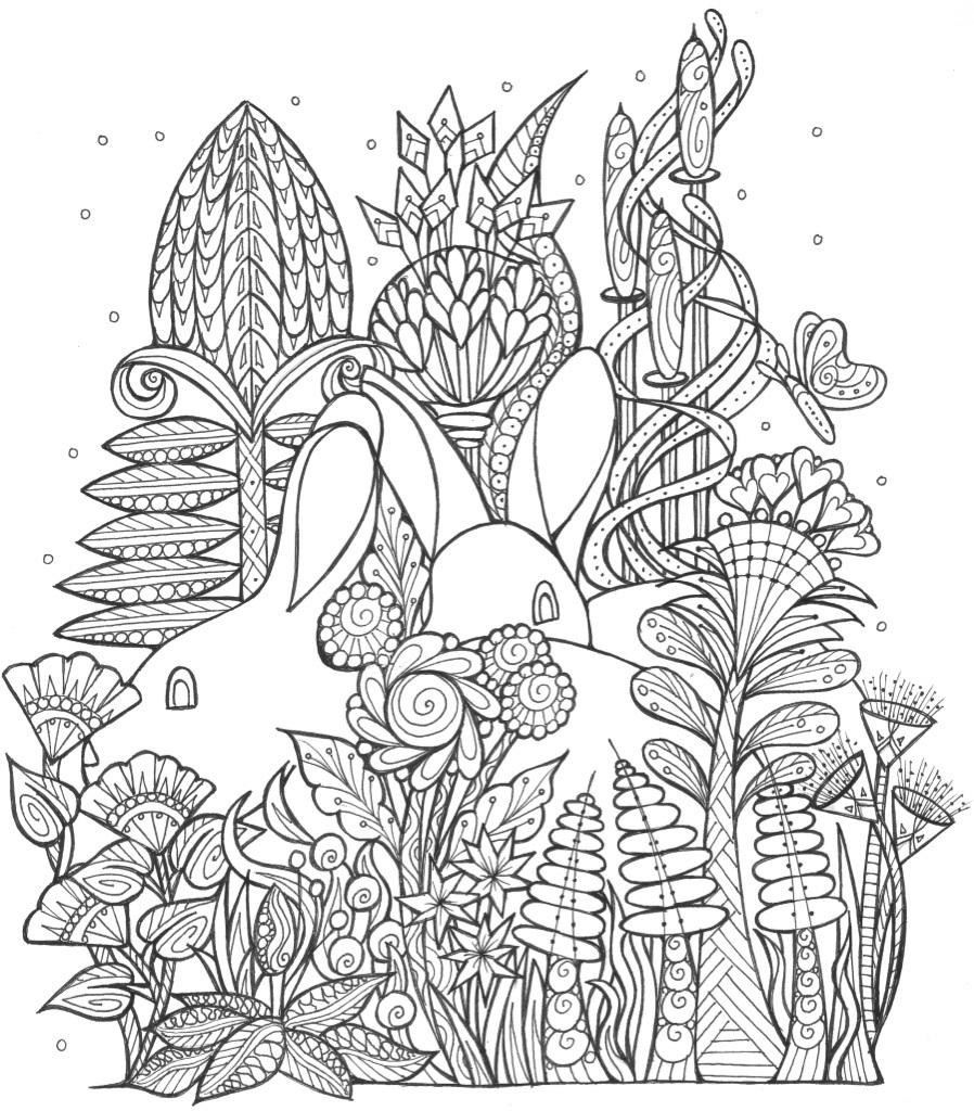 Spring Coloring Pages For Adults
 Spring Bunny Coloring Page