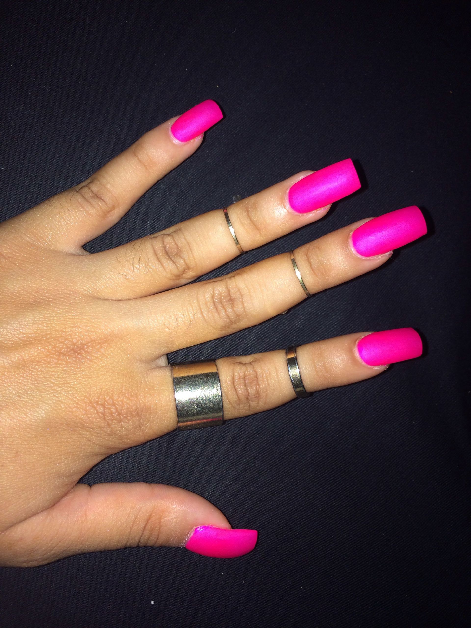 Square Nail Colors
 Square acrylic nails Bright pink summer color with matte