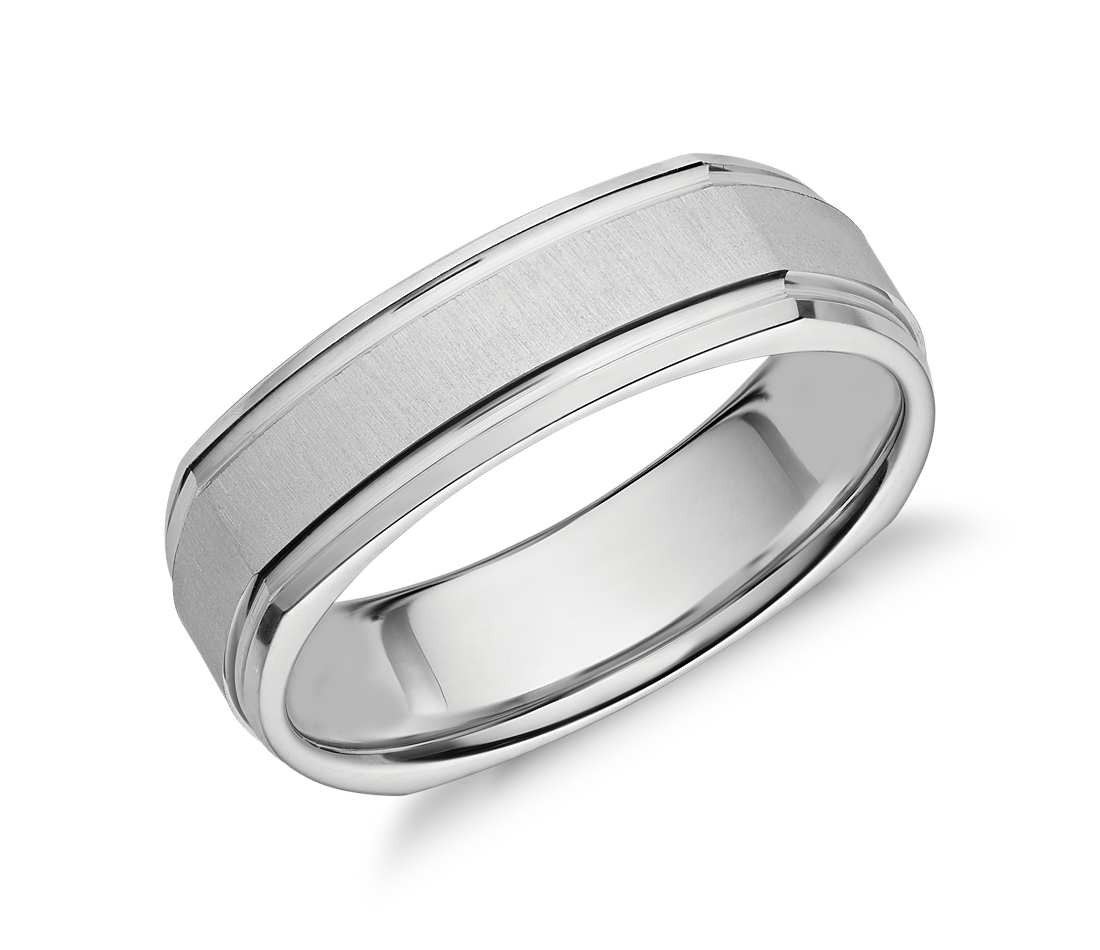Square Wedding Band
 Square Brushed Inlay Wedding Ring in Platinum 6mm