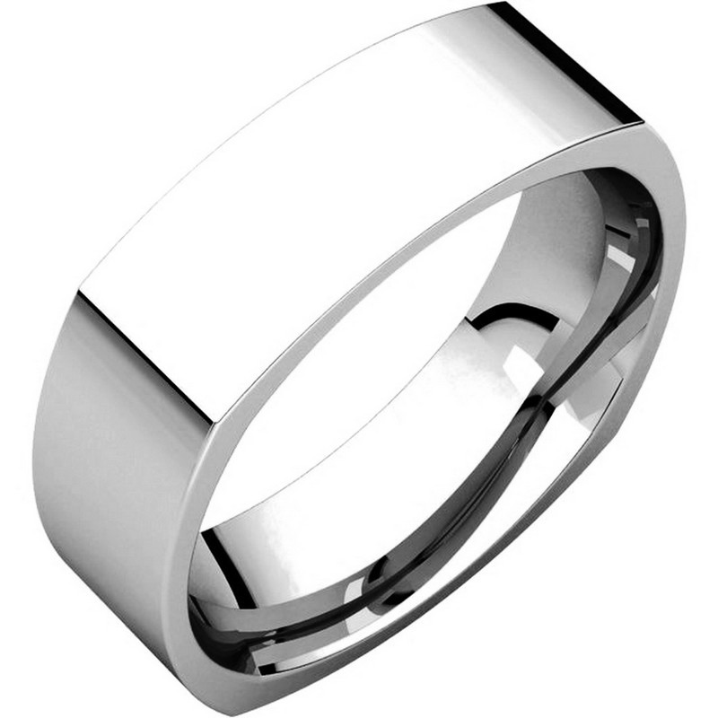 Square Wedding Band
 C W 14K White Gold 6mm Wide Square Mens Wedding Band