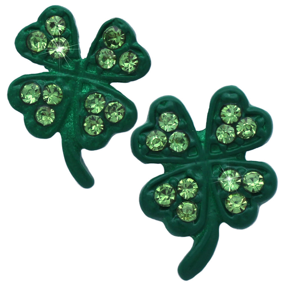 St Patrick's Day Gifts
 Green 4 Leaf Clover Irish Shamrock Stud Post Earrings St