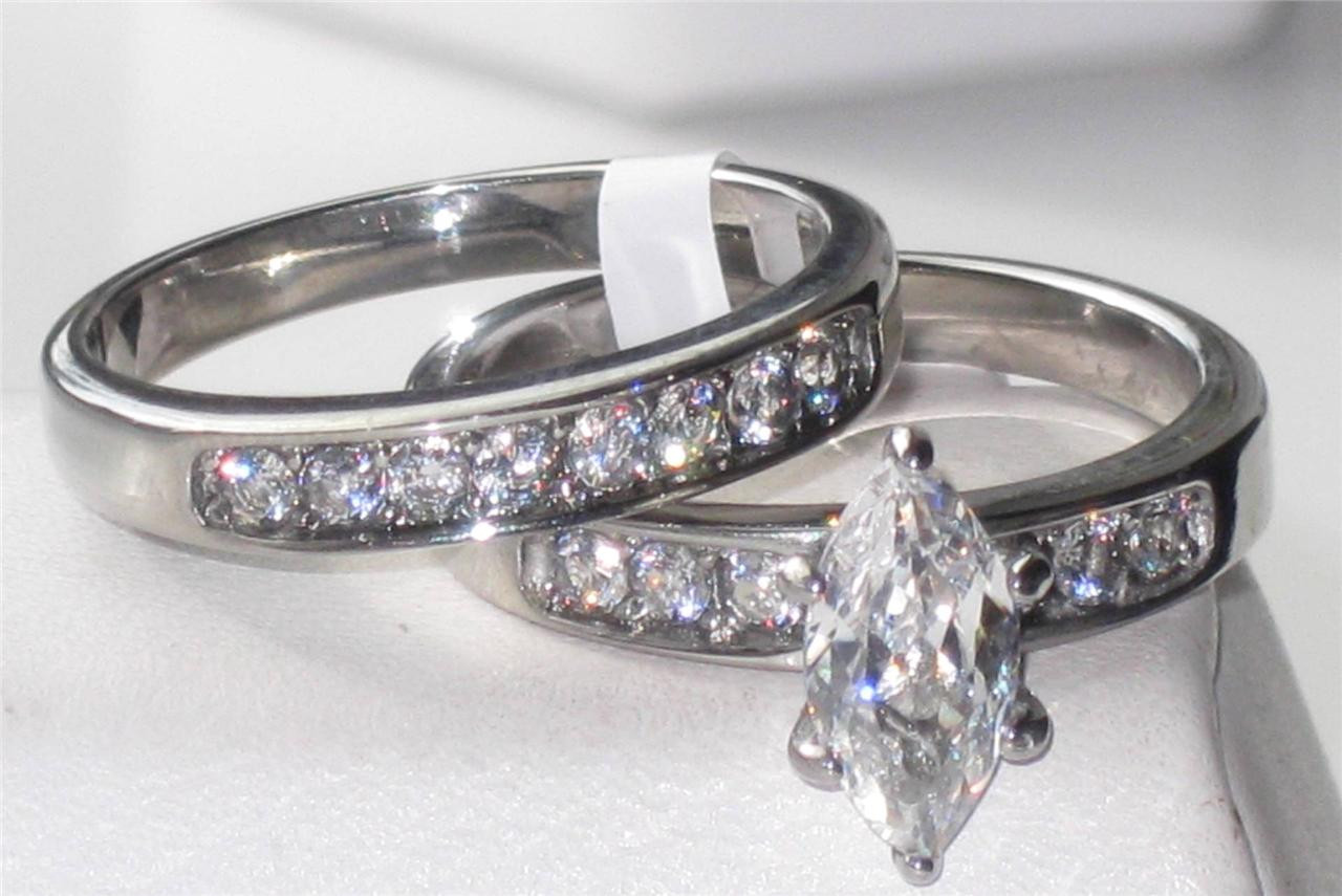 Stainless Steel Wedding Ring Sets
 TK1319PB Wedding Engagement Ring Set CZ Stainless Steel