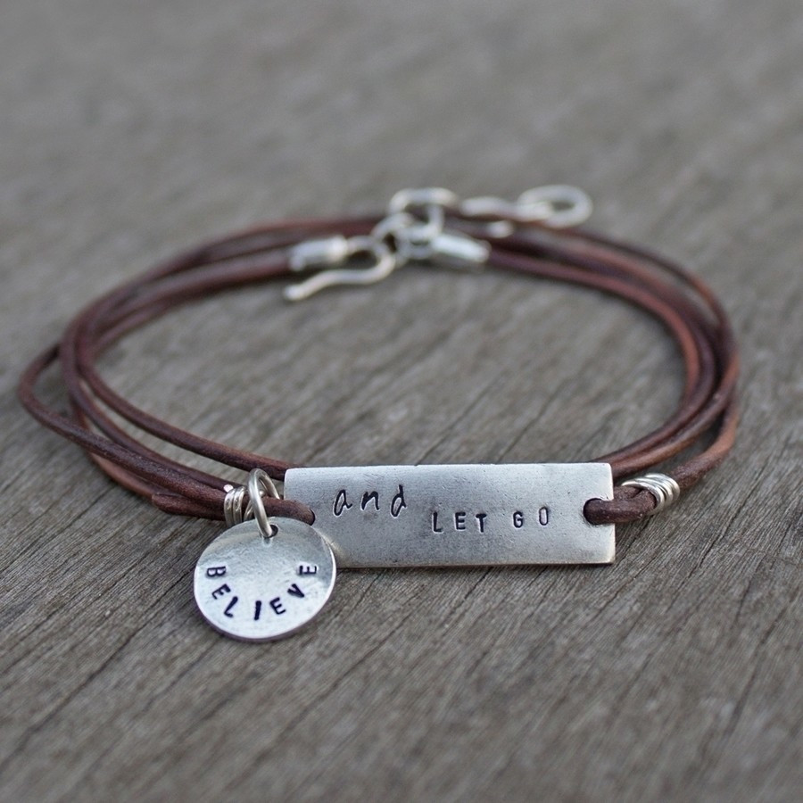 Stamped Leather Bracelet
 Let Go Leather Wrapped Stamped Metal Bracelet · How To