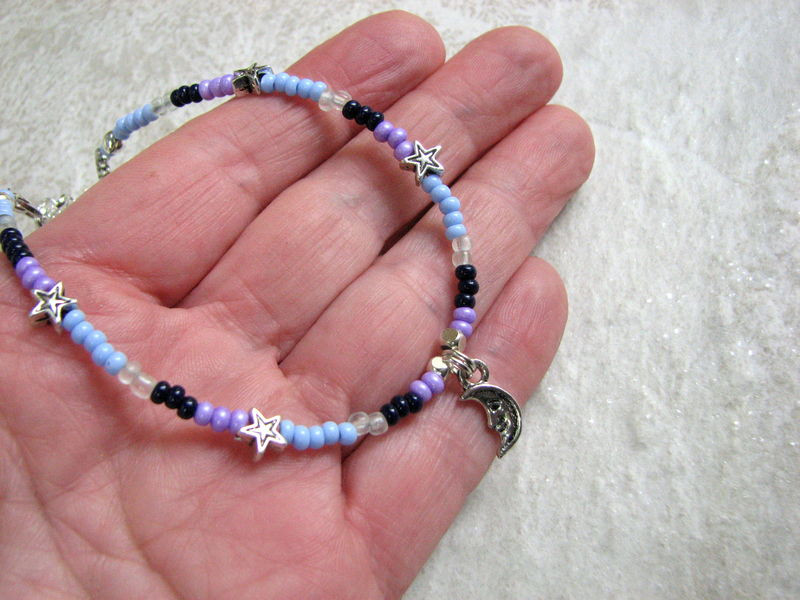 Star Anklet
 Moon and Stars Anklet with Seed Beads Bits off the Beach