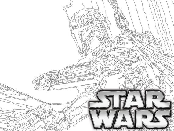Star Wars Adult Coloring Book
 Star Wars coloring page Boba Fett with gun Coloring pages
