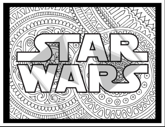 Star Wars Adult Coloring Book
 SALE Star Wars Coloring Pages Star Wars Logo by INK88