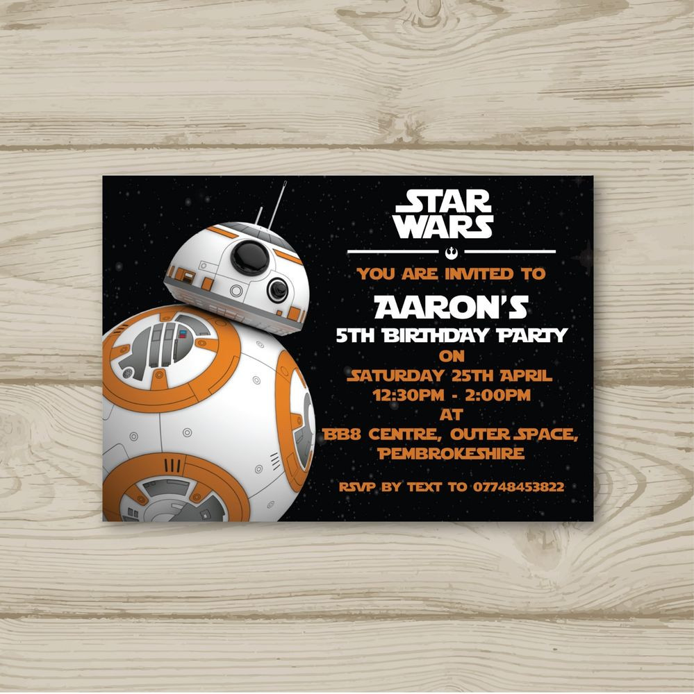 Star Wars Birthday Party Invitations
 10 Personalised Birthday party invitations Star Wars BB8