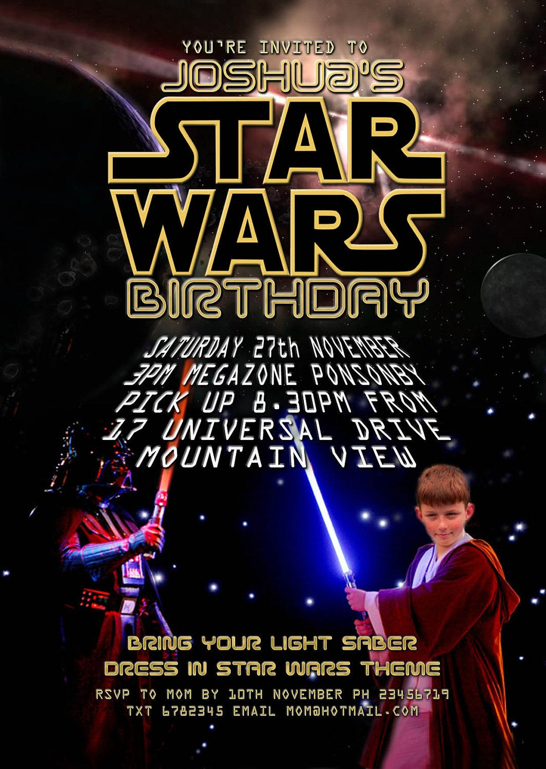 Star Wars Birthday Party Invitations
 Lighting