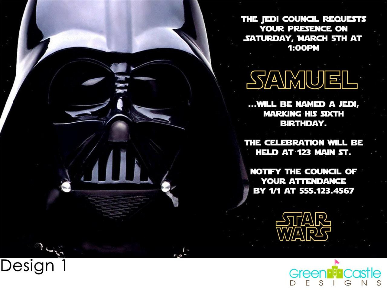 Star Wars Birthday Party Invitations
 20 Star Wars Invitations Darth Vader Custom