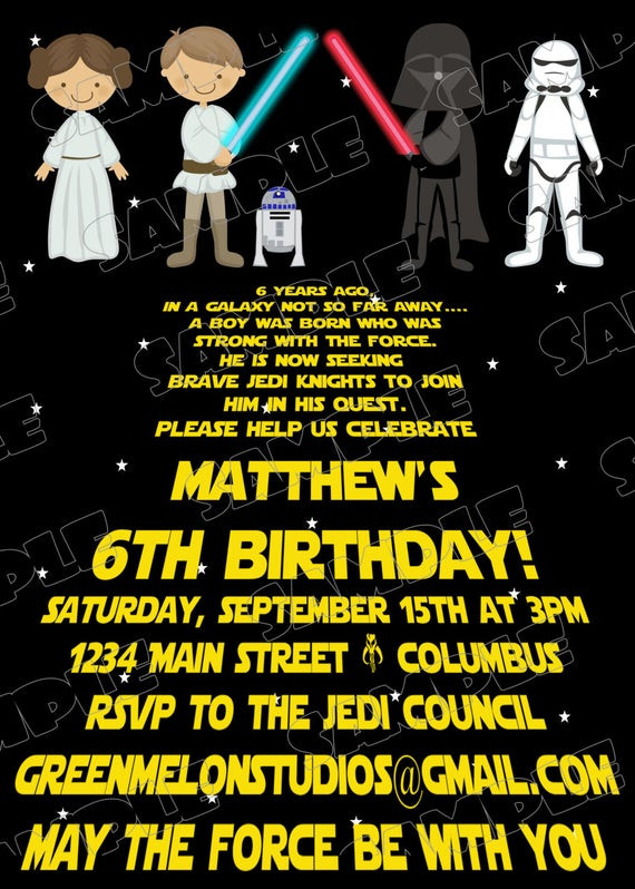 Star Wars Birthday Party Invitations
 Star wars scroll jedi birthday party printable invitations