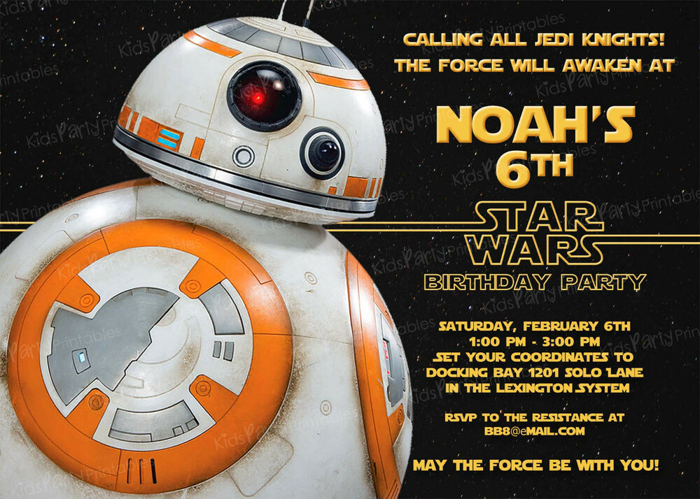 Star Wars Birthday Party Invitations
 20 BB8 Star Wars The Force Awakens Birthday Party