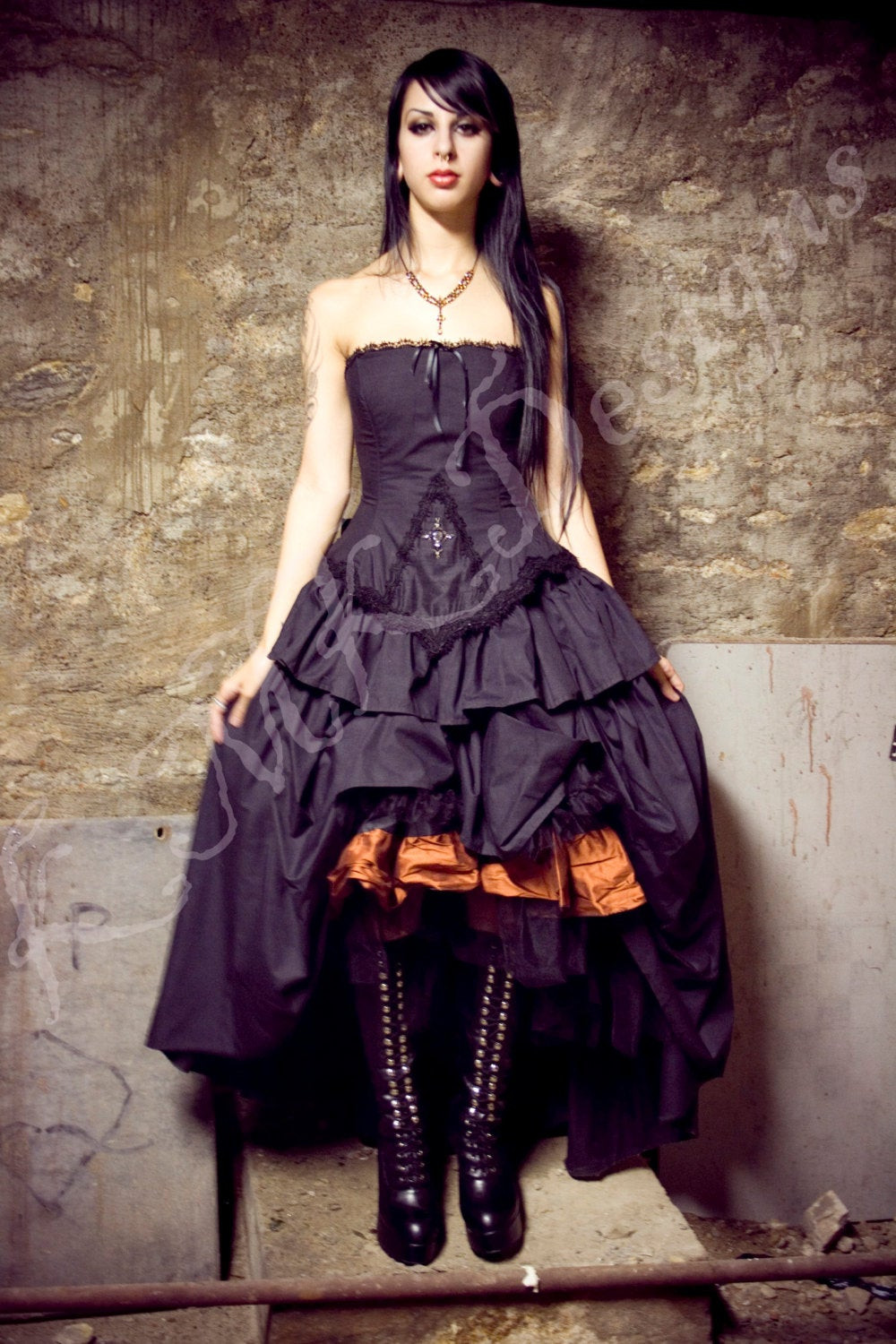 Steampunk Wedding Dress
 Steampunk Alternative Wedding Dress Black Kirsten Gothic