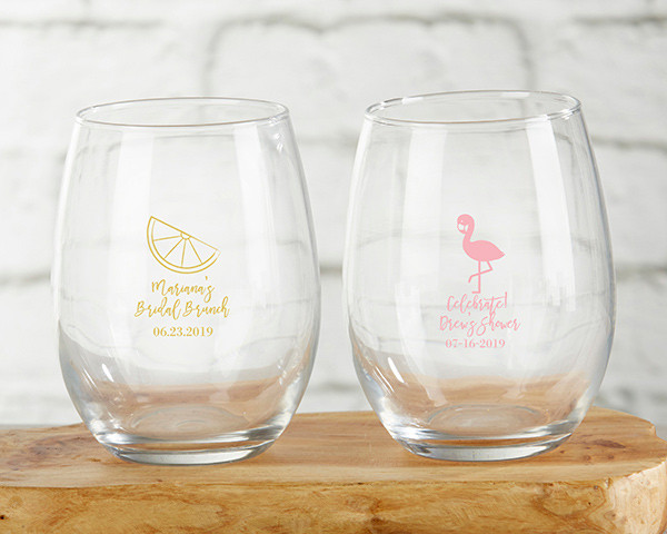 Stemless Wine Glasses Wedding Favors
 Personalized Stemless Wine Glass Bridal Shower Favors
