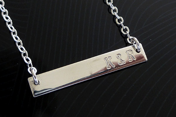 Sterling Silver Bar Necklace Personalized
 Engraved Necklace Sterling Silver Bar Necklace Custom