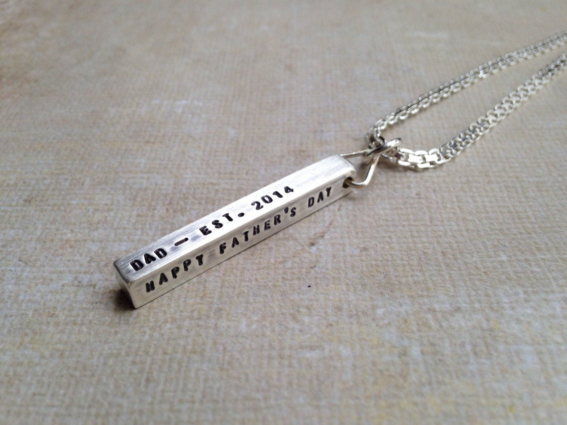 Sterling Silver Bar Necklace Personalized
 Men s Personalized Necklace Sterling Silver SOLID Bar
