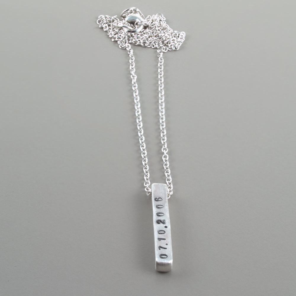 Sterling Silver Bar Necklace Personalized
 Personalized Sterling Silver Bar Necklace Hand Stamped