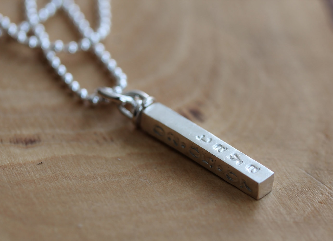 Sterling Silver Bar Necklace Personalized
 Silver Bar Necklace Personalized Sterling Swivel Bar