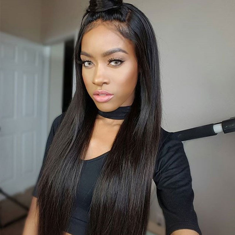 Straight Lace Front Wigs Baby Hair
 360 Lace Wigs Silk Straight High Density Lace Front
