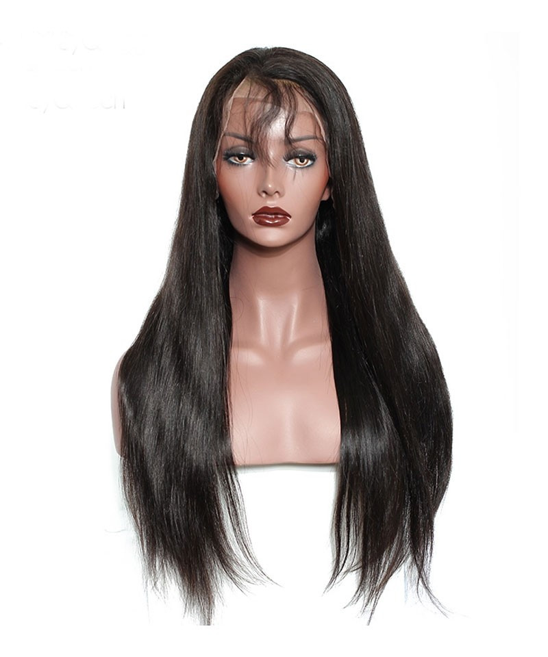 Straight Lace Front Wigs Baby Hair
 Silky Straight 360 Lace Frontal Wig Pre Plucked 