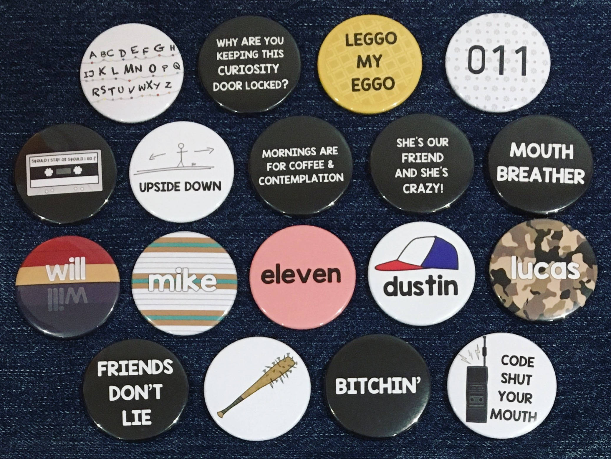 Stranger Things Pins
 Stranger Things Inspired 38 mm Badges & Magnets