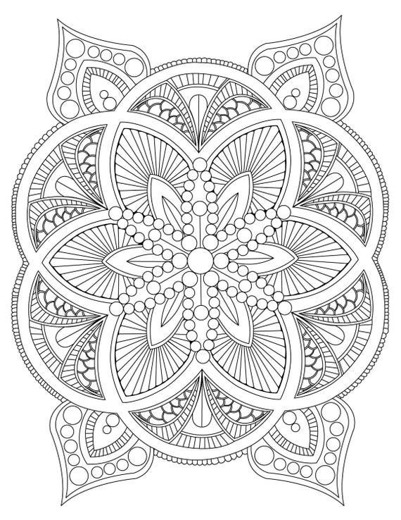 Stress Relief Coloring Pages Printable
 Abstract Mandala Coloring Page for Adults DIY Printable