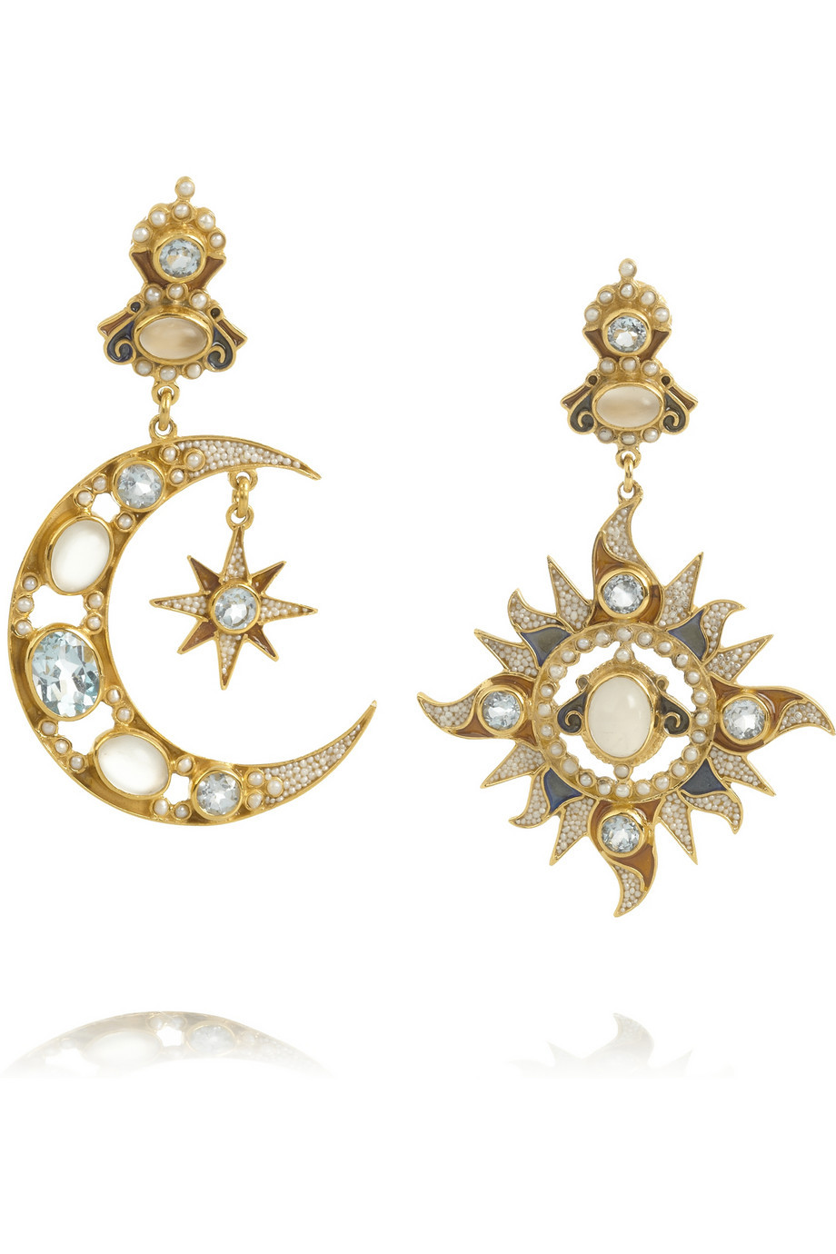 Sun And Moon Earrings
 Percossi papi Sun and Moon Goldplated Multistone Earrings