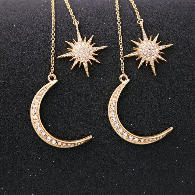 Sun And Moon Earrings
 2018 New Hot Sale Sun and Moon Celestial Earrings Retro