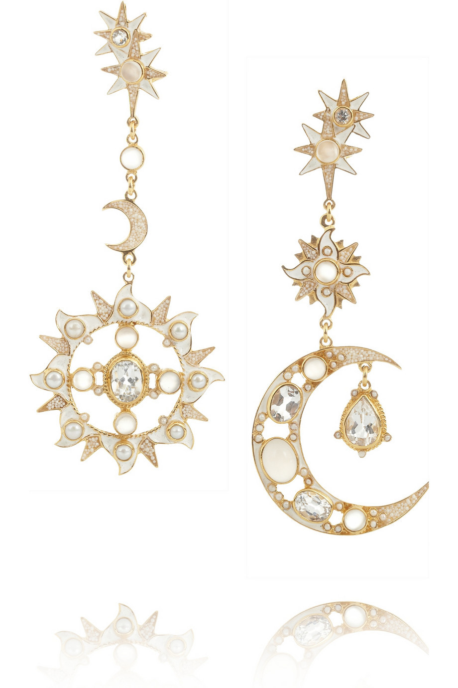 Sun And Moon Earrings
 Percossi Papi Diego Sun and Moon Goldplated Multistone