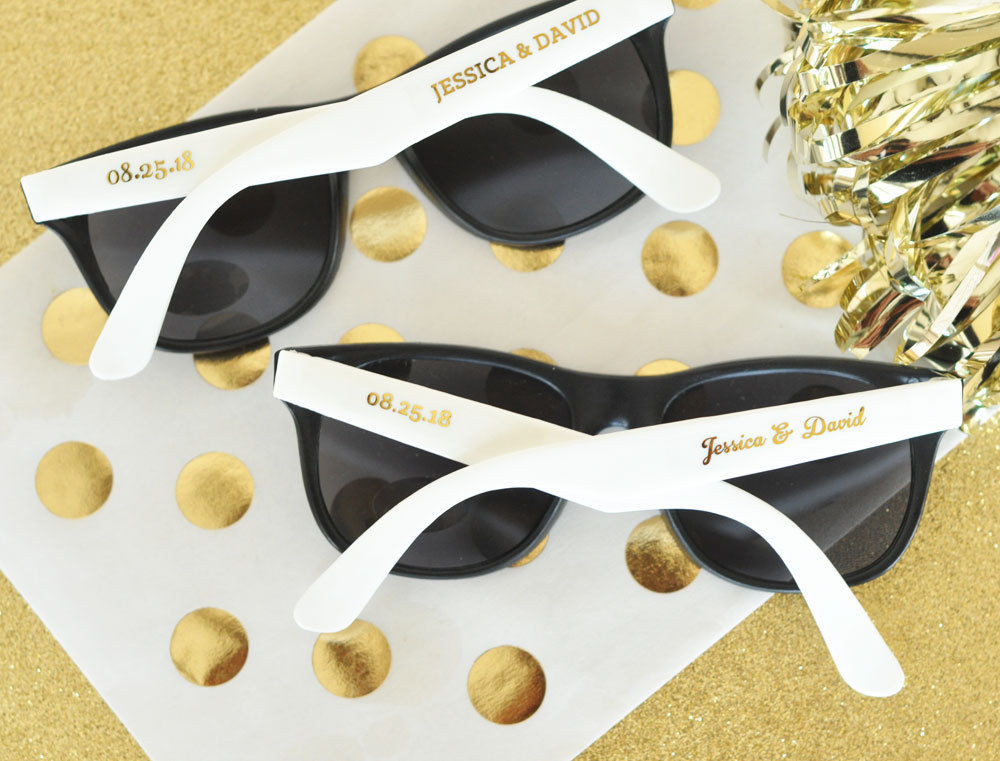Sunglasses Wedding Favors
 Personalized Sunglasses Black or Pink Metallic Gold