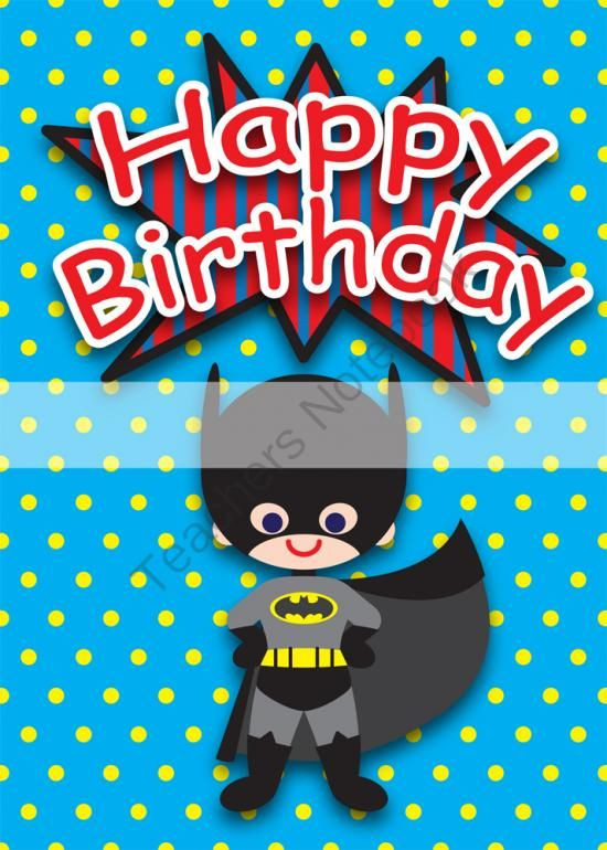 Superhero Birthday Card
 Printable ClipArt Digital PDF File Superhero 5 x 7 inch