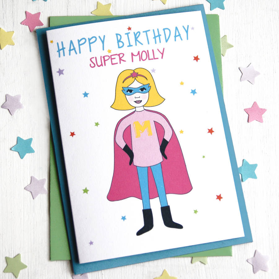 Superhero Birthday Card
 superhero girl personalised birthday card by superfumi