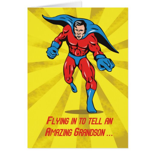 Superhero Birthday Card
 Caped Superhero Grandson 8th Birthday Card