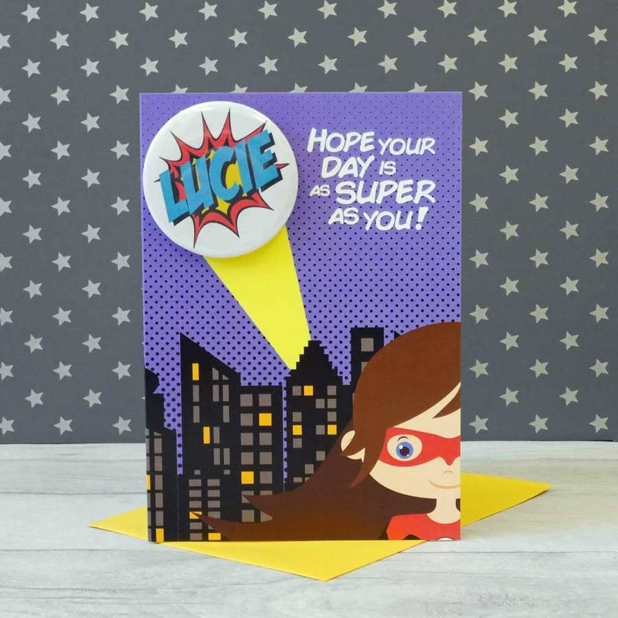 Superhero Birthday Card
 personalised superhero birthday card girl by colour me fun