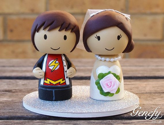 Superhero Wedding Cake Toppers
 Cute THE FLASH superhero wedding cake topper Bride and Groom