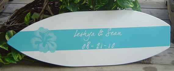 Surfboard Wedding Guest Book
 27 inch Wedding SURFBOARD Sign in Guest Book by
