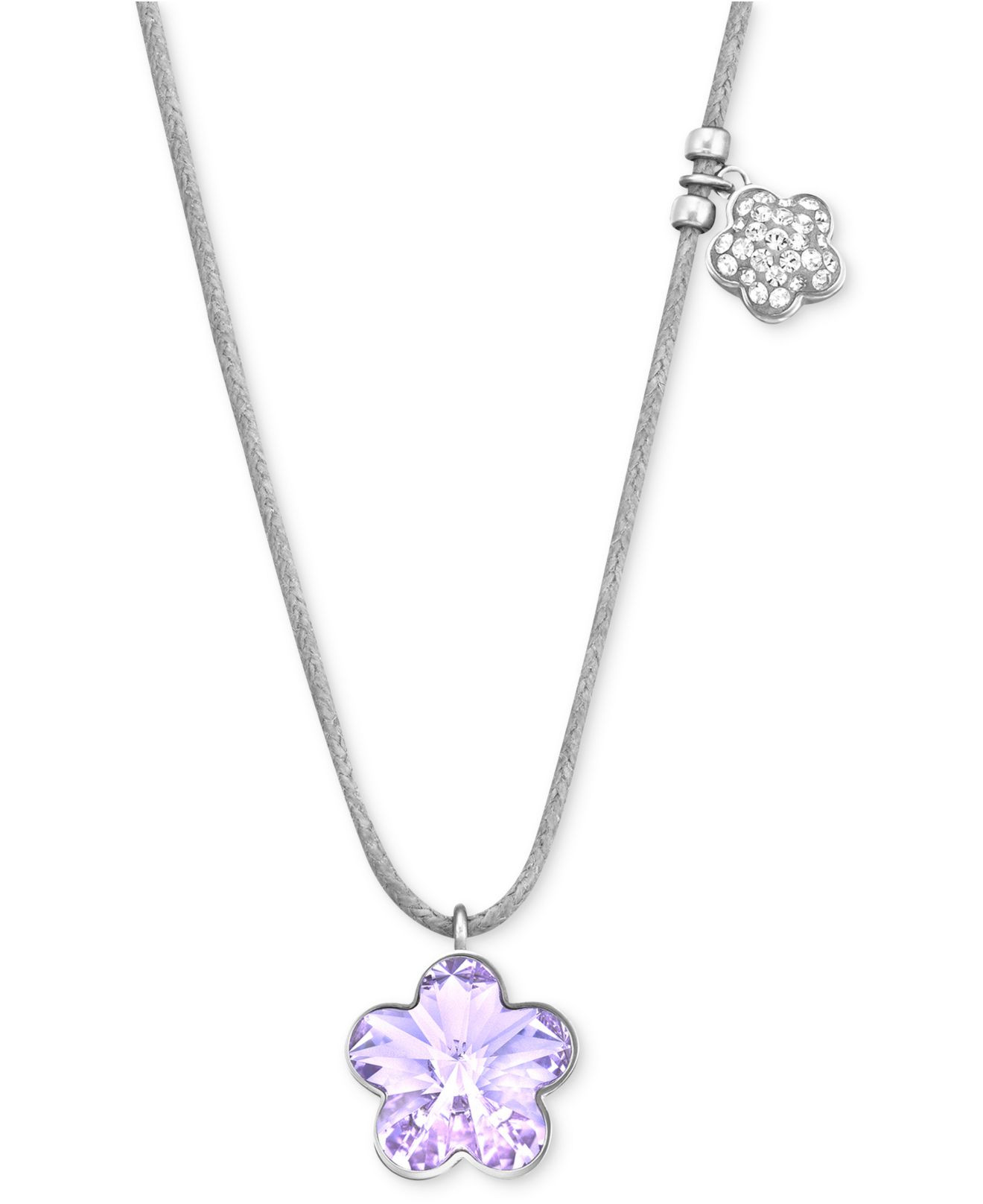 Swarovski Crystal Necklace
 Swarovski Rhodium Plated Violet Flower Crystal Pendant