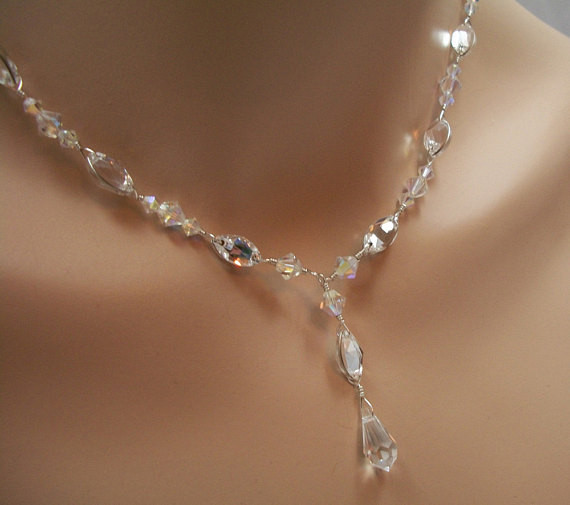 Swarovski Crystal Necklace
 Bridal Jewelry Set Swarovski Crystal Rhinestone Pear Y Drop