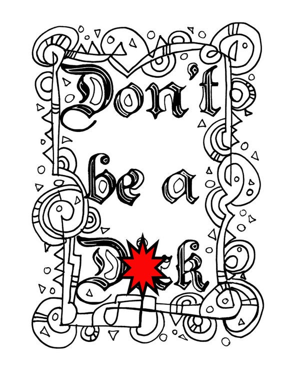 Swear Word Coloring Pages Printable Free
 Swear Word Coloring sheet Page Printable don t dck