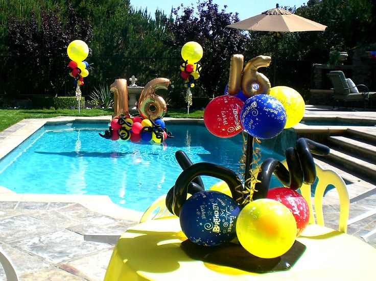Sweet 16 Birthday Pool Party Ideas
 27 best Sweet 16 Balloon Party Decor images on Pinterest