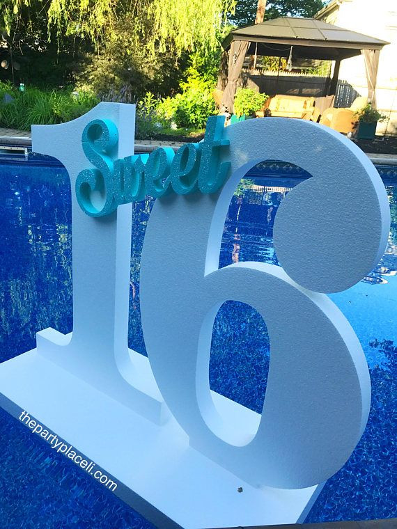 Sweet 16 Birthday Pool Party Ideas
 Pool Party Decoration Floating Prop Giant Numbers or