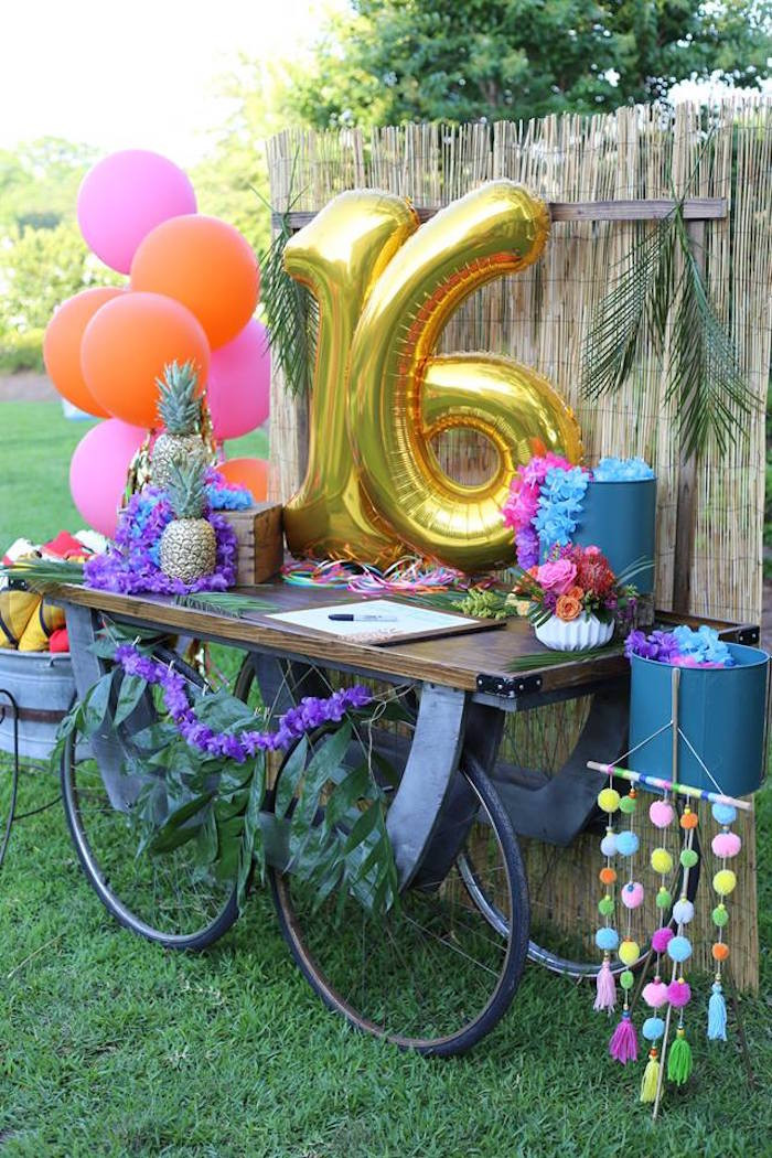 Sweet 16 Birthday Pool Party Ideas
 Kara s Party Ideas Sweet 16 Luau