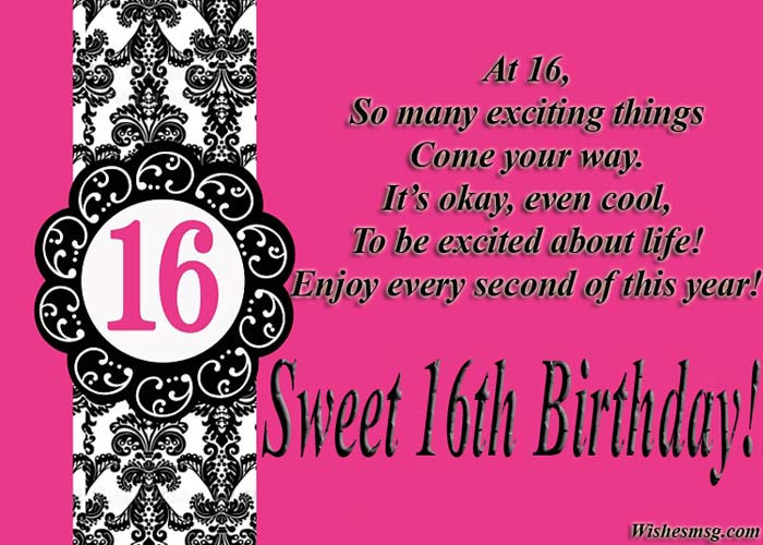 Sweet Sixteen Birthday Wishes
 16th Birthday Wishes & Messages For Sweet Sixteen WishesMsg