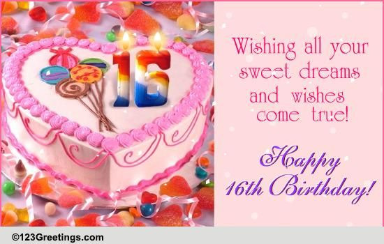 Sweet Sixteen Birthday Wishes
 Sweet 16th Birthday Free Milestones eCards Greeting