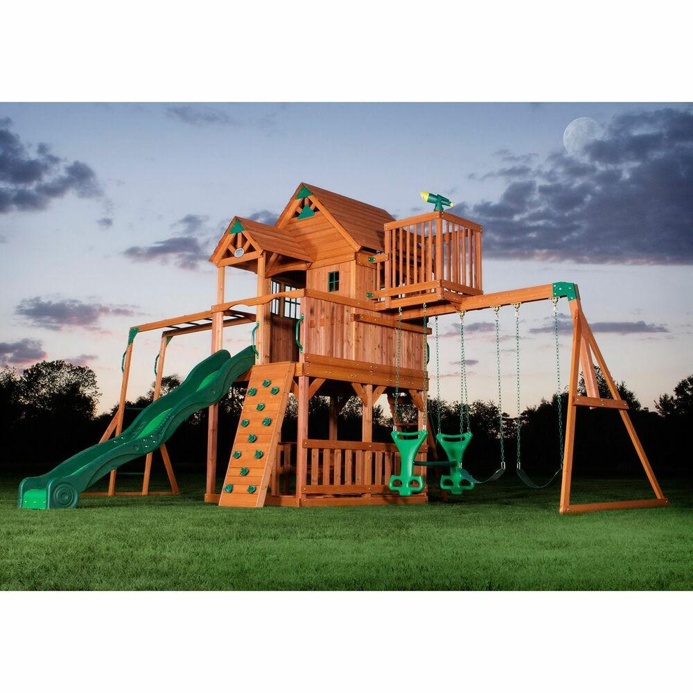 Swing Set For Big Kids
 NEW BIG 9 KID Cedar Wood Fort Playground Slide Monkey Bars